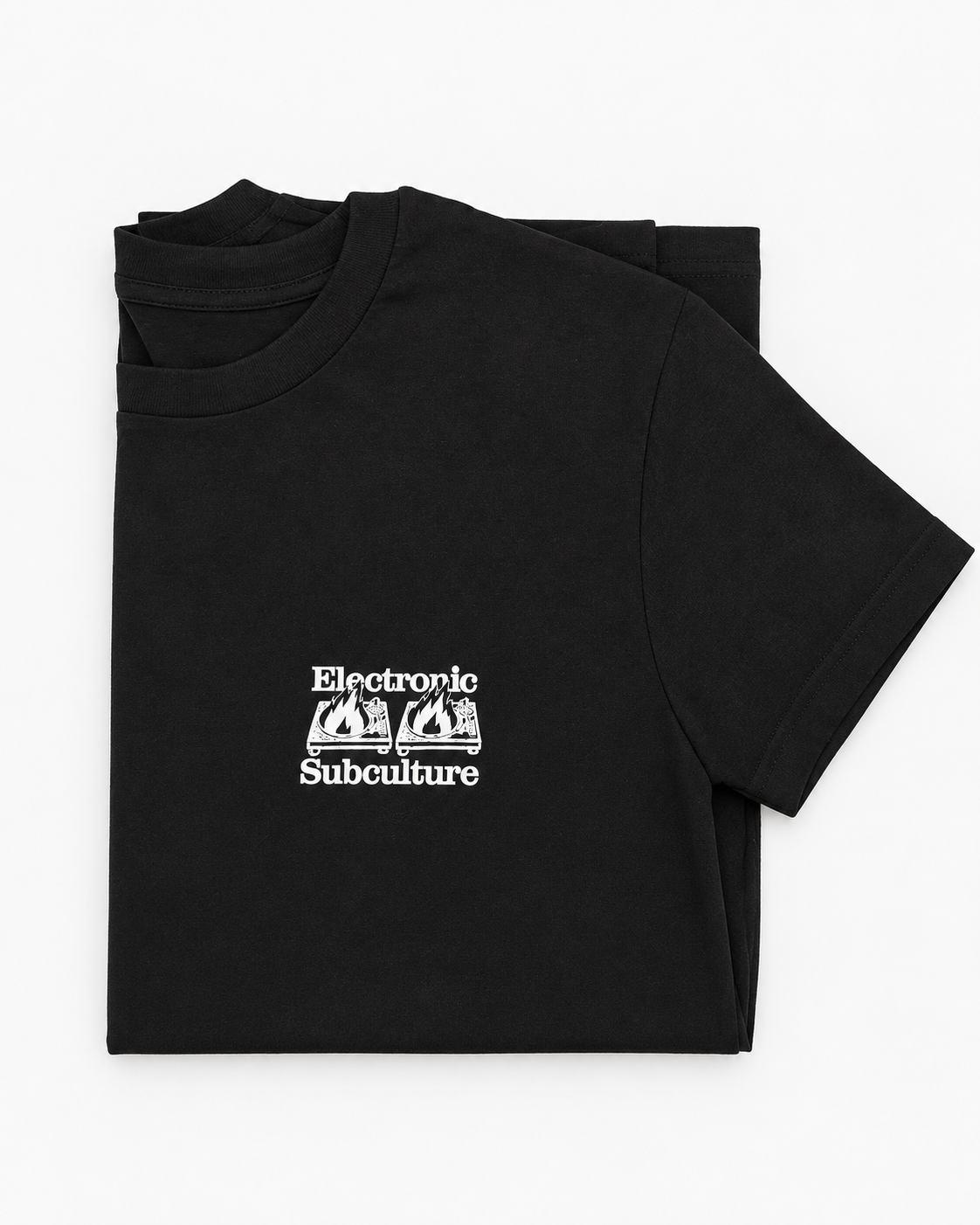 Electronic Subculture 'Decks on Fire' Graphic T-Shirt - Front & Back