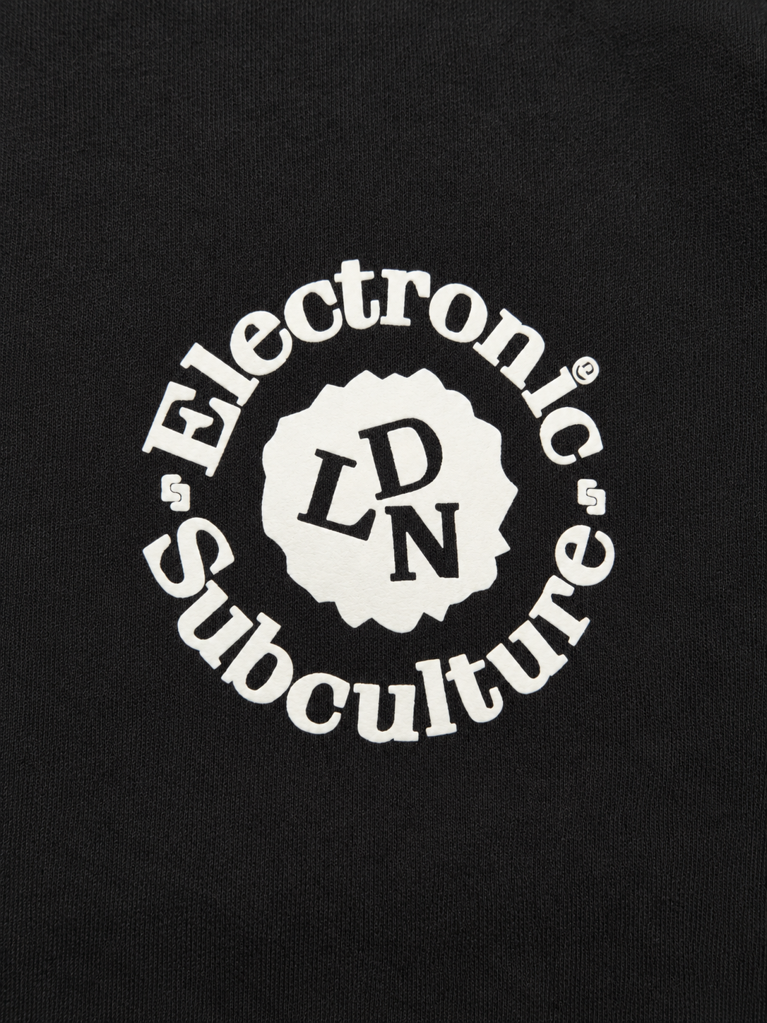 United Athle 5928-01 neck label on black Electronic Subculture crewneck sweatshirt.