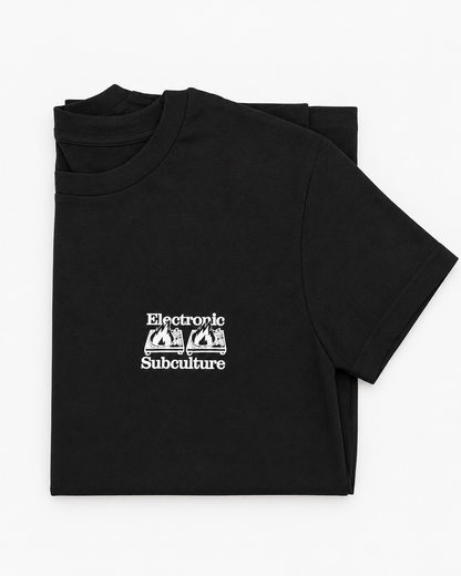 Electronic Subculture 'Decks on Fire' Graphic T-Shirt - Front & Back