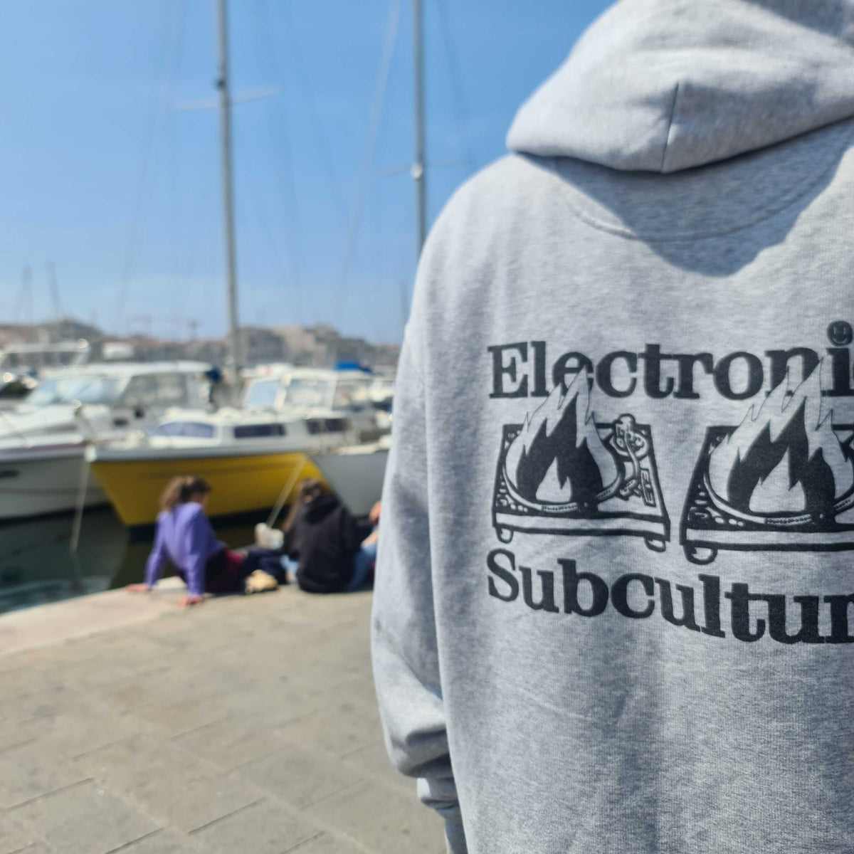 Electronic Subculture 'Decks on Fire' Graphic Hoodie - Grey
